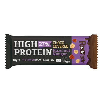 ROO'BAR|High Protein| Riegel| Choco Covered| Hazelnut Nougat 40g